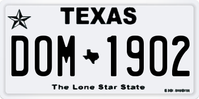 TX license plate DOM1902