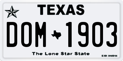 TX license plate DOM1903