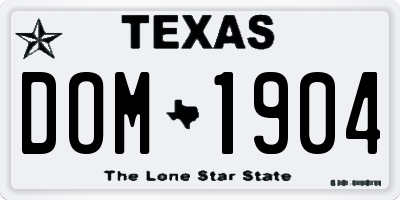 TX license plate DOM1904