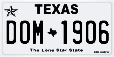 TX license plate DOM1906