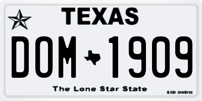 TX license plate DOM1909