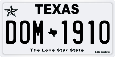 TX license plate DOM1910