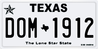 TX license plate DOM1912