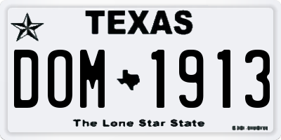 TX license plate DOM1913