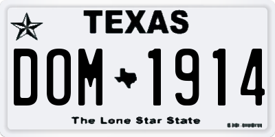 TX license plate DOM1914