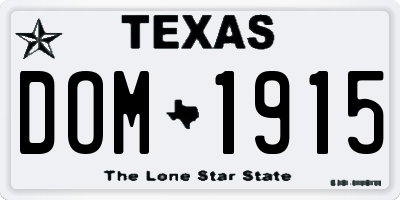 TX license plate DOM1915