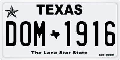 TX license plate DOM1916