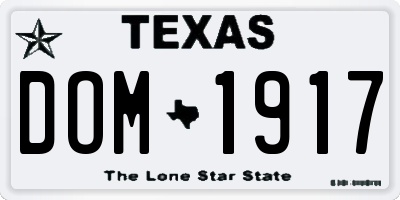 TX license plate DOM1917