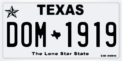 TX license plate DOM1919