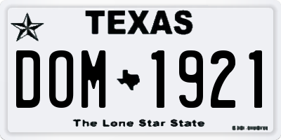 TX license plate DOM1921