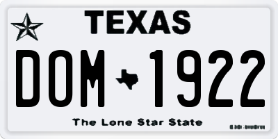 TX license plate DOM1922