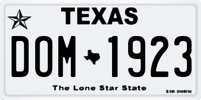 TX license plate DOM1923