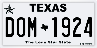 TX license plate DOM1924