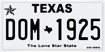 TX license plate DOM1925