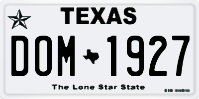 TX license plate DOM1927