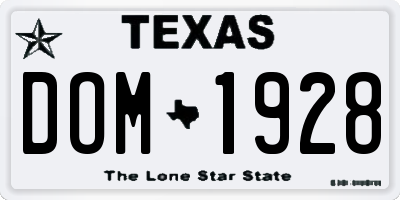 TX license plate DOM1928