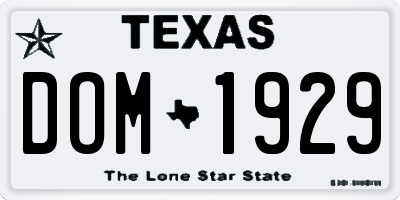 TX license plate DOM1929
