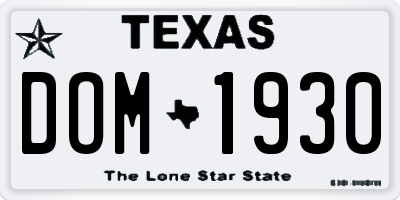 TX license plate DOM1930