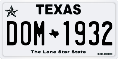 TX license plate DOM1932