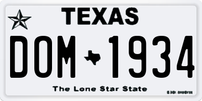 TX license plate DOM1934