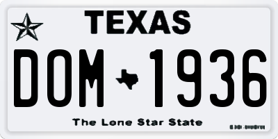TX license plate DOM1936