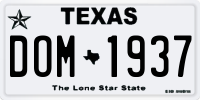 TX license plate DOM1937