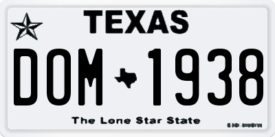 TX license plate DOM1938