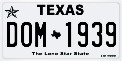 TX license plate DOM1939