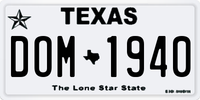 TX license plate DOM1940