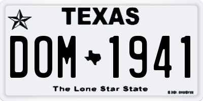 TX license plate DOM1941