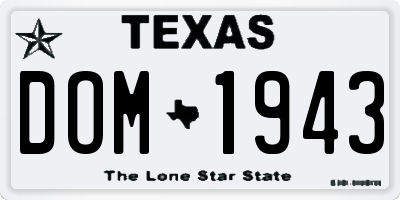 TX license plate DOM1943