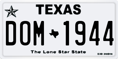 TX license plate DOM1944