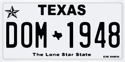 TX license plate DOM1948