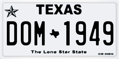 TX license plate DOM1949