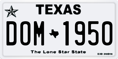 TX license plate DOM1950