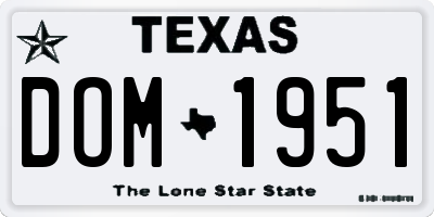 TX license plate DOM1951