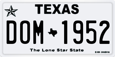 TX license plate DOM1952