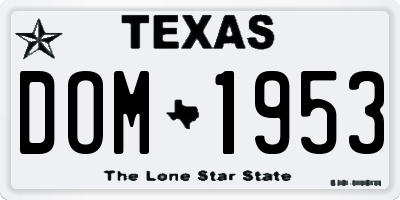 TX license plate DOM1953