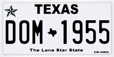 TX license plate DOM1955