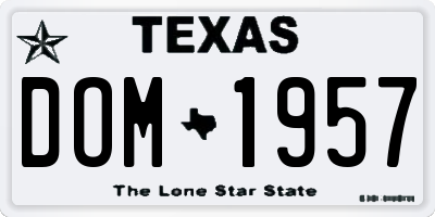 TX license plate DOM1957