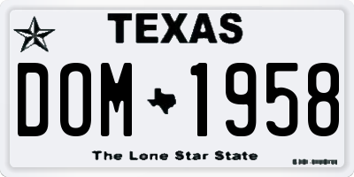 TX license plate DOM1958