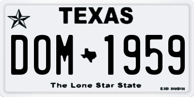 TX license plate DOM1959