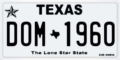 TX license plate DOM1960