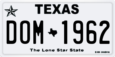 TX license plate DOM1962