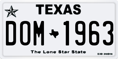 TX license plate DOM1963