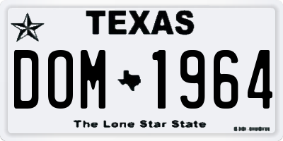 TX license plate DOM1964