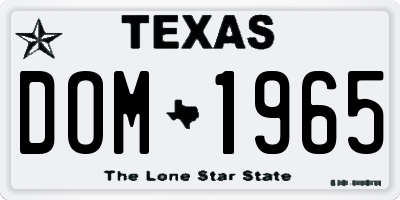 TX license plate DOM1965