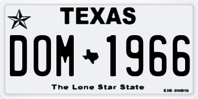 TX license plate DOM1966