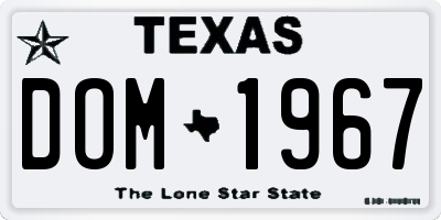 TX license plate DOM1967