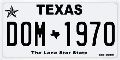 TX license plate DOM1970